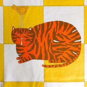 VTG Fat Cat Carleton Varney fabric Schumacher tabby kitty decorator material 1yd